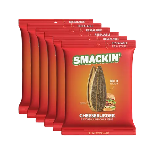SMACKIN Sunflower Seeds - CHEESEBURGER - LIMITED EDITION SAMPLER PACK, 6 Total 4 OZ Bags