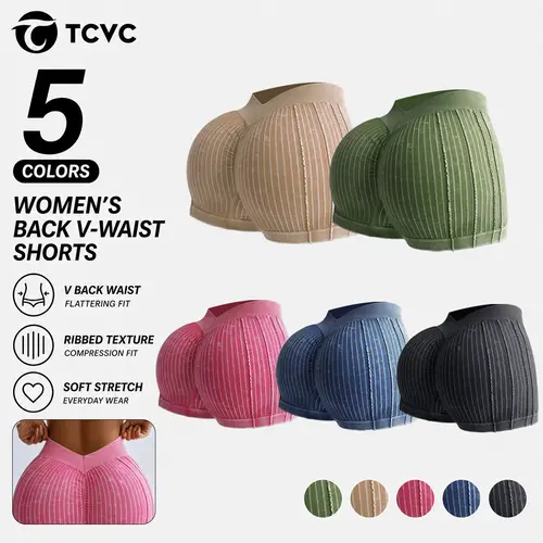 TCVC Woman 's soild color textured gym shorts ,casual comfy breathable skinny  shorts far ,tight fitteor yoga gym workout running ,ladies sportswear for Spring & Summer ,gym  excise,activewed athleisure shorts