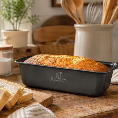 Rectangular Sturdy Steel Bakeware Set - 2-Pack Carbon Steel Bread Baking Trays with Laser Engraving, Logo Etched, for Daily Use & Rustic Homemade Bake Projects