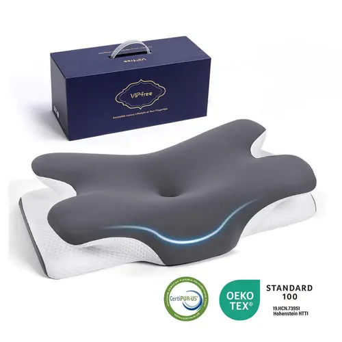 Adjustable Ergonomic Cervical Neck Pillow - VIPfree Cooling Memory Foam, Orthopedic Neck Care Support, Breathable Removable Pillowcase, Pillows for Sleeping, Good Posture Mother's Gift