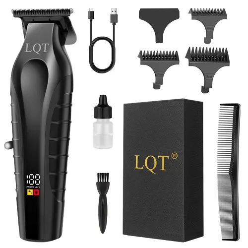 LQT-902 Professional Cordless Rechargeable Barber Equipment - Cordless Barber Trimmer, Hair Trimmer Set for Men with USB Cable, 3 Guide Combs, Adjustable Blade
