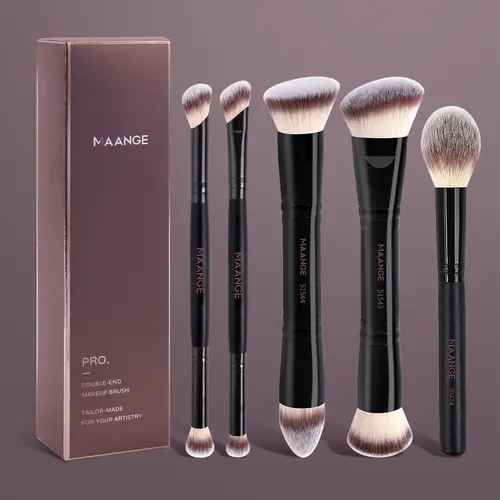 MAANGE 5pcs Professional Makeup Brush Set, Cosmetic Brushes, Foundation, Blush, Contour, Concealer, Eyeshadow Brushes, for Professional and Everyday Use, Perfect Gift for Beauty Enthusiasts