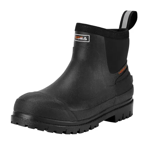 HISEA Men's Lightweight Chelsea Rain Boots, Waterproof Slip On Fabric Lined Ankle Boot for Outdoor Garden Work