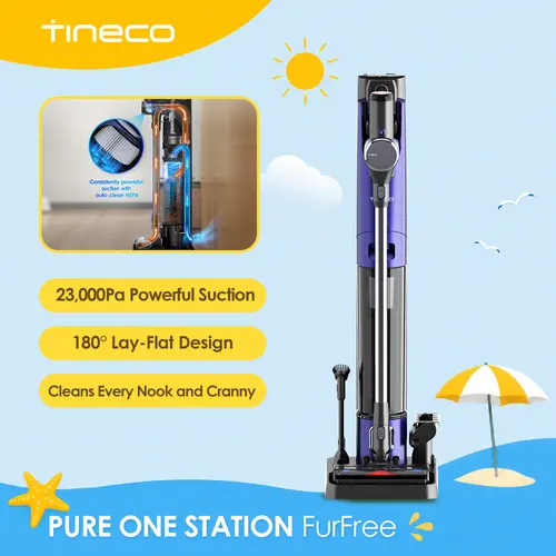 TINECO PURE ONE Station Pet Cordless Stick Vacuum Cleaner, Station with Self-Clean, ZeroTangle Brush for Pet Hair, Hard Floor, Carpet, Tile, Pet Grooming, Lightweight, Handheld Vacuum, Cordless Rechargeable, Floor Cleaning System, 3L