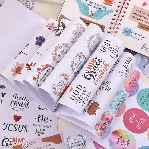 300+Pcs Vinyl Stickers Kit - Water-Resistant Inspirational Christian Stickers with Bible Verses, Jesus Imagery, Scrapbooking Supplies, Enhance Bible Study, Easter Gift Ready for Women, Art Stickers