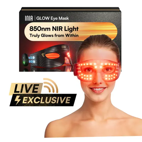 【LIVE EXCLUSIVE】INIA GLOW Red Light Therapy Eye Mask with 96 High-Density LEDs & Cryotherapy Cooling, LED Eye Mask Skincare for Wrinkles, Dark Circles & Puffiness, FDA-Cleared, Portable and Rechargeable, 2-Year Warranty,Summer Beauty Gift Ideas