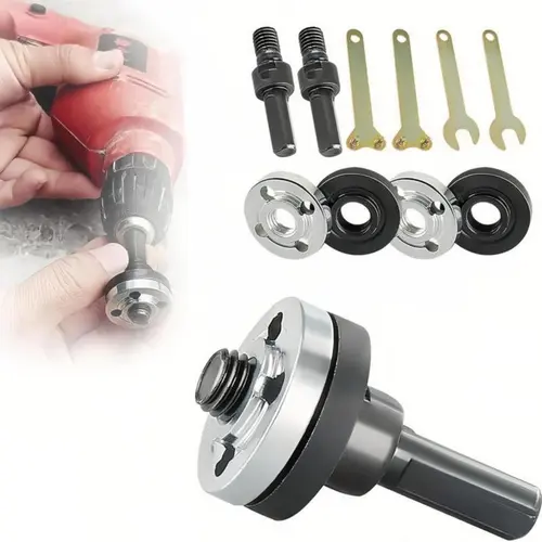 2 Sets Angle Grinding Tools Accessories Kit (10 Counts) with 6mm & 10mm Millimeters Arbor Mandrel Adapters, Spanner, Electric Drill Connecting Rod - Heavy Duty Industrial Hardware Work Tools