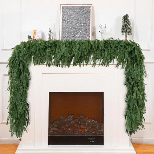 Synthetic 6-Ft Norfolk Pine Garlands (2Pcs/4Pcs Options) - Real Touch Greenery, Home Decor Items, Art Deco Wall Hanging for Christmas Table, Mantle Indoor/Outdoor Decor