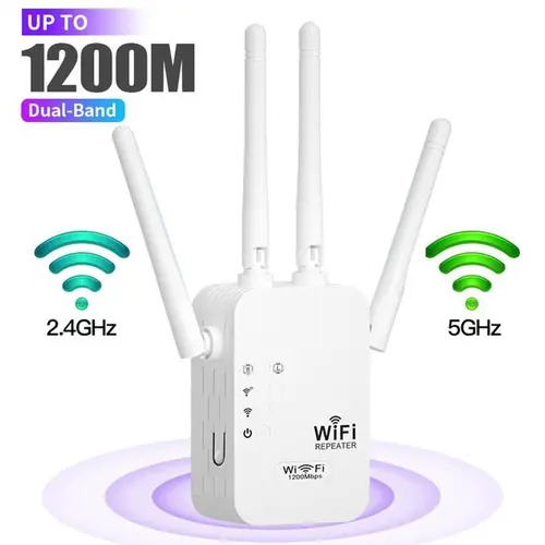 WiFi Extender 2026, 1200Mbps/300Mbps Dual Band (5GHz/2.4GHz) Signal Booster. Repeater with Ethernet Port for Home, Gifts-YY