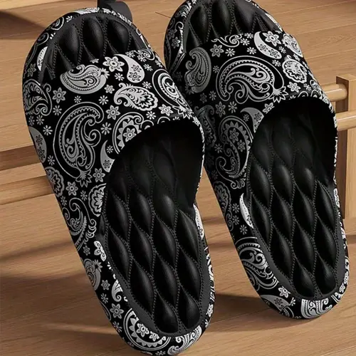 Casual Letter Print Slides, Soft and Comfortable Non-Slip Sandals for Indoor, Bathroom, and All-Season Wear, Men's Shoes, Shoe, Footwear, Slippers, Flip Flops Slippers, Breathable, Round Toe, Flipflop, Casual Fit, Eva Upper, House Slides, Non Slip Feet