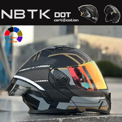 Nbtk Flip-Up Motorcycle Riding Helmet, Full Face Helmet, Abs Material with Eps Cushioning, Multiple Ventilation Ports, Removable Liner, Unisex All-Season Use