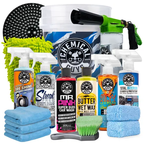 Chemical Guys 16-Piece Car Washing & Interior Detailing Kit - Vehicle Wash Kit with Camo Bucket, Torq Foam Cleaner, Premium Soap, Microfiber Cloth & Auto Accessories - Car Detailing Products, Father’s Day Gift for Auto Enthusiasts, Car Accessories, Car St