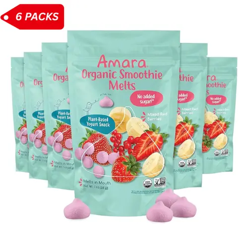 Amara Mixed Red Berries Yogurt Snacks, Smoothie Melts, Fruit & Vegetable Snack, No Added Sugar