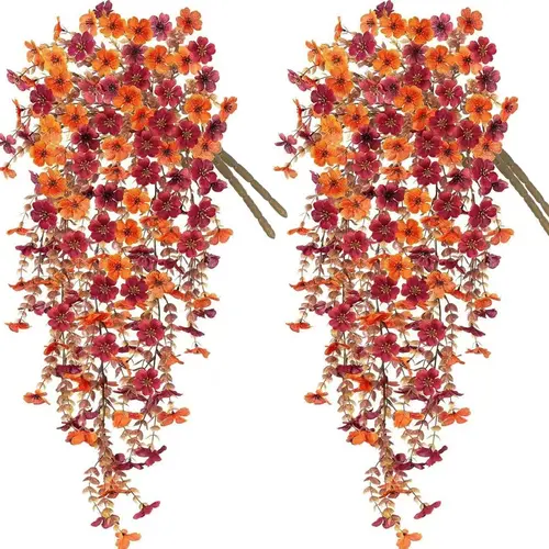 4-Pack Artificial Flower Wall Hangings, Orchid Petals, Faux Floral Decor for Fall, Thanksgiving & Harvest Festival, Suitable for Garden & Courtyard, Faux Flowers