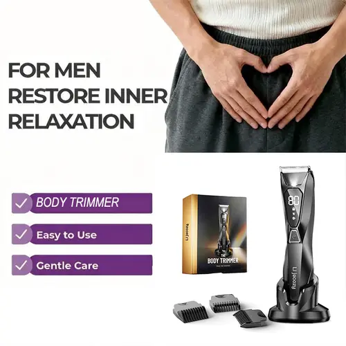 [Tiktokshopbacktoschool]SHPAVVER Men's Electric Ball Shaver - Men's Body Hair Removal Groomer Kit with Display, LED Light, 3 Combs, Ceramic Blade - Fastcharging Wireless, Washable Wet/Dry, Daily Care Dry Shaving Solutions, Male Gifts, Ceramics, Smooth Sha