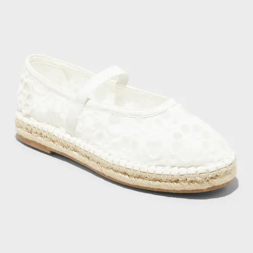 Women's Celia Floral Lace Mary Jane Espadrille Flat with Memory Foam Insole - Universal