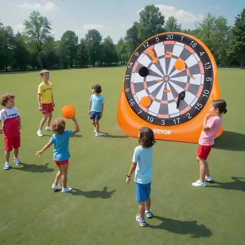 【SummerFinds】VEVOR Inflatable Soccer Dart Board,over 6 ft High Giant Soccer Dart Board with 4 Kick Balls 6 Darts 6 Axe & Air Pump, 3-Min Setup, Ideal for Giant Yard Games, Giant Kick Darts Game, Soccer Dart Game