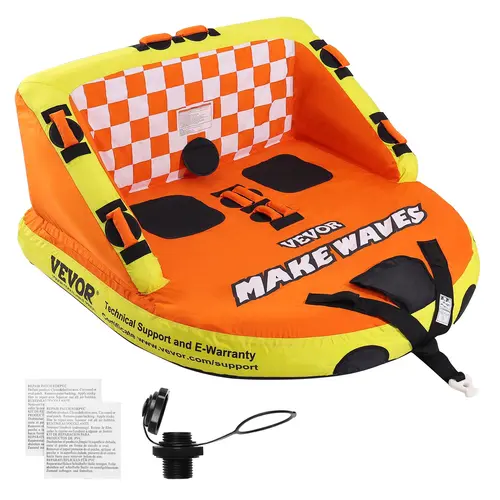 【SummerFinds】VEVOR Towable Tube for Boating,  1-2 Riders Inflatable Towable Tubes with Deck Seats and Backrest, 340 lbs Water Sport Tube for Boat to Pull, Full Nylon Cover, EVA Grab Handles and Speed Safety Valve