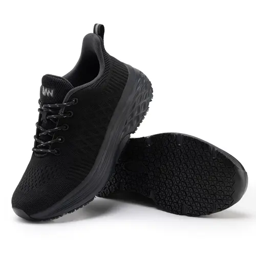 Non-slip women's slip-on work non-slip sneakers walking waterproof shoes work shoes catering service chef kitchen Black Trainer Closed,shoes for back to school,back to school shoes
