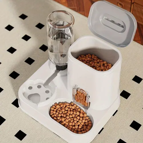 Automatic Cat & Dog Water Dispenser, Drinking Water Bowl, Animal Water Bowl with Integrated Food Basin - 1-10L Capacity, No Batteries Needed, White Design for Easy Cleaning & Hydration - Automatic Pet Feeder, Automatic Gravity Feeder
