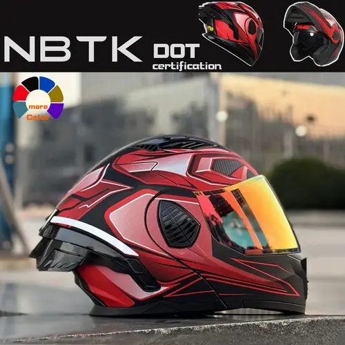 Flip-Up Motorcycle Riding Helmet, Nbtk Brand, Abs Material, Eps Cushioning, Removable Liner, Multiple Ventilation Ports, Unisex Design, Full Face Helmet