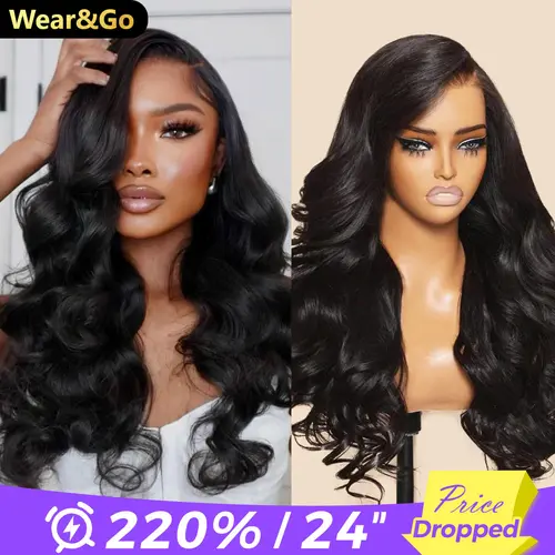 OQ HAIR 13x6 HD Lace Wear Go Glueless Wig Pre-Everything Ear To Ear Natural Hairline Full 220% Density Body Wave Huamn Hair Wigs With Drawstring