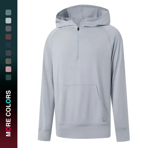 MAELREG Men's Quarter Zip Hoodie Lightweight Athleisure Sweatshirt with Kangaroo Pocket Casual Long Sleeve Pullover for Golf & Daily Wear