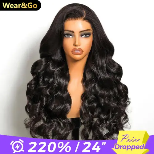 OQ HAIR 13x6 Glueless Wig With Drawstring Pre Cut HD Lace Body Wave Wear Go Lace Frontal Wig For Women 220% Density Natural Hairline