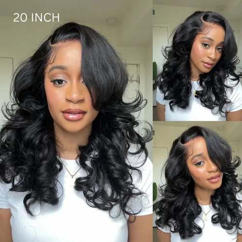 Ashimary 18" Pre-Styled Peacock Curls Glueless Virgin Human Hair Lace Front Wig, 13x6 Full Lace Natural Hairline, Trendy Butterfly Cut Face-Framing Heavy Layers, 250% Density Pull-Go Body Wave Wig (Limited Stock), Wigs Human Hair, Human Hair Wigs