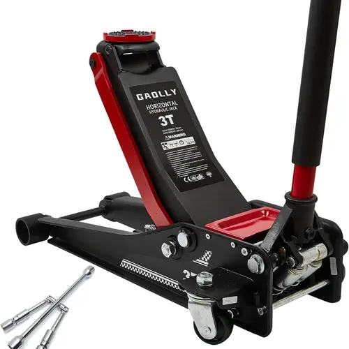 3 Ton Low Profile, Heavy-Duty Steel Racing Floor Jack with Dual Pistons Quick Lift Pump, with Lug Wrench Lifting Range 3.35"-19.69"