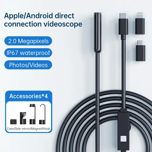 1920P HD Endoscope Borescope Inspection Camera Car Tool, 400 Resolution, 8 Adjustable LED Lights, 11.48ft Semi-Rigid Snake Cable, IP67 Waterproof Car Accessory, Plug & Play for iPhone Android Home Repair, Car Accessories, Car Tools