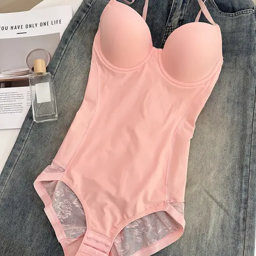 Deep V Neck Faja Shapewear Bodysuit with Bra Support, Women's Shaping Yoga, Adjustable Spaghetti Strap Tight Fitting Innerwear Shapewear Clothes XS-Xxl