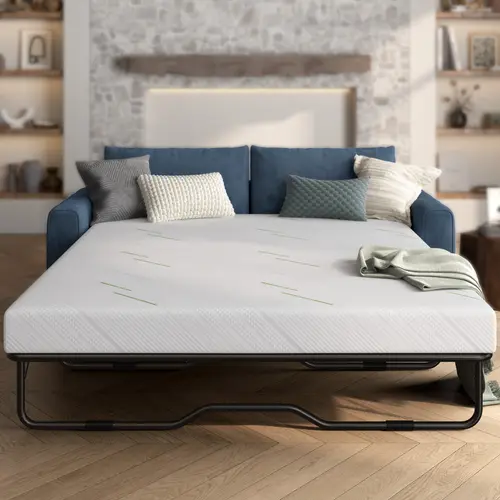 Nicole Selection 4-Inch Gel Memory Foam Sofa Mattress for Full/Queen Size Sofa Beds | CertiPUR-US & OEKO-TEX Certified | Removable Machine-Washable Cover & Non-Slip Base , U2A, For Christmas Gifts