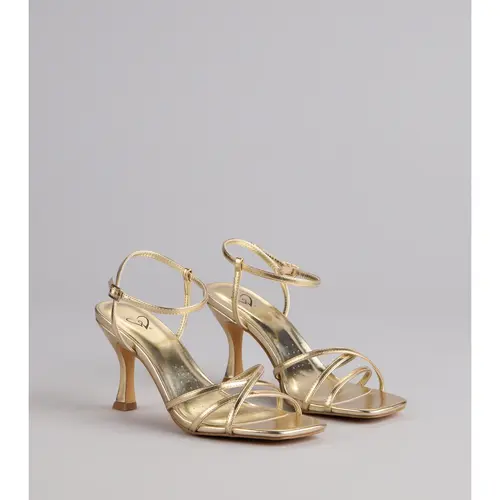 Shine Hour Metallic Strappy Stiletto Heels