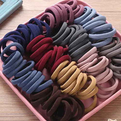 50/100 Pieces Random Color Scrunchies, 4cm High-Elasticity Seamless Bulk Hair Ties, Durable Casual Elastic Ponytail Hair Accessories for All Seasons, Elastic Hair Accessory