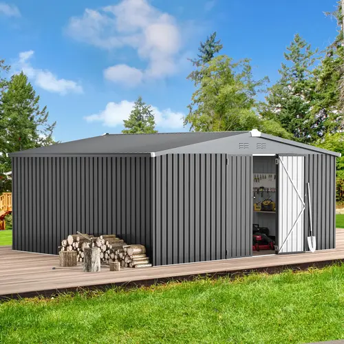 【Multiple Packages arrived at different times】YODOLLA Large Metal Storage Sheds Steel Backyard Shed with Lockable Doors Utility and Tool Storage for Garden Patio, Outside Use