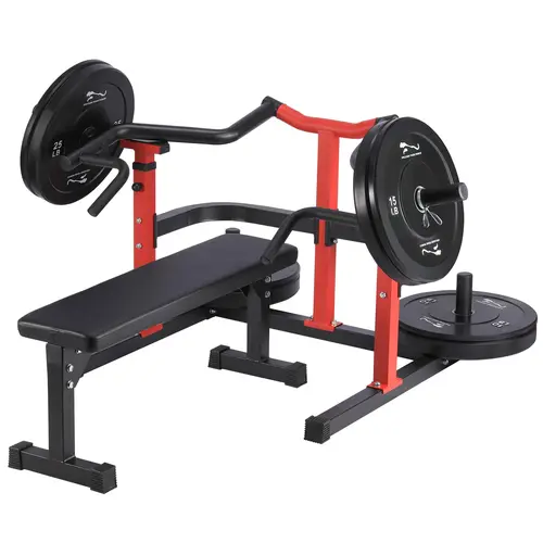 GARVEE Chest Press Machine, Plate-Loaded Home Gym Equipment with Adjustable Converging Arms & Flat Bench, Heavy-Duty Steel for Upper Body Strength Training, 1050 lb Capacity, Home Fitness Equipment, Muscle Training Equipment
