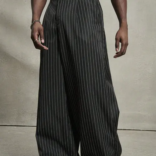 Vintage Striped Suit Pants, Unisex Loose Straight Leg, Lightweight & Comfortable Design, Casual All-Season Wear for Men Women, Casual Work Pant, Casual Comfy Trouser, Casual Travel Slacks