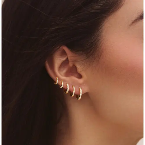 Dearmay Women's 5-Pair Multi-Size Post Hoops Earring Stack, 1 * 11Mm 14 karat Gold Plated Hypoallergenic Waterproof Cartilage Earrings, Everyday Wear Jewelry Gifts for Girls, Stacked Sets