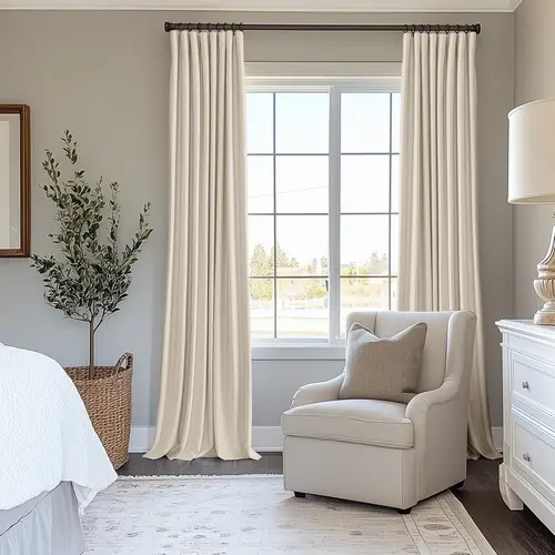 Inovaday 2Pcs Blackout curtains with clip rings, livingroom bedroom curtains, ring/rod pocket linen blackout curtains, heat insulation, eco-friendly and durability,back to school,dorm essentials,home decor,home essentials