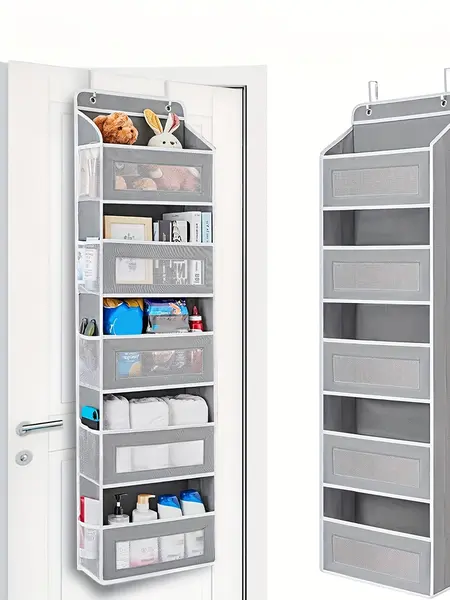 Over-the-Door Hanging Storage Box 4-Tier Fabric Organizer with Large Pockets Ideal for Bedroom Bathroom Pantry Organization Home Spacesaving Solution Compact Functional Sturdy Lightweight Organizer Container Shelf