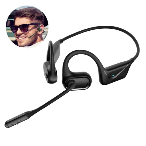 Wireless Bluetooth 5.4 Air Conduction Headphones with ENC Noise Cancelling, Dual Mics, Audio Support, Hands-Free Bluetooth Adapter & Waterproof for Trucker Drivers, Office Use