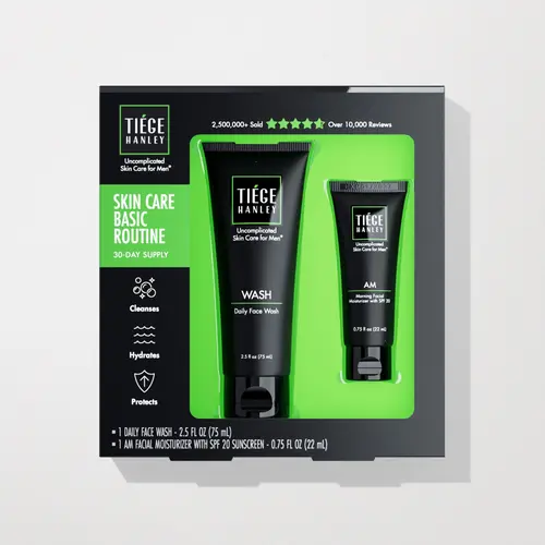 Tiege Hanley Basic Skincare Set - Daily Face Wash + SPF Moisturizer - 30-Day Supply