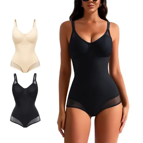 Women's High Waisted Solid Color Bodysuit Shapewear - body contouring, Adaptive Everyday Underwear, Stretchy Minimalist Black Lingerie, Trendy Comfort for On-the-Go Lifestyles, summerwins Womenswear