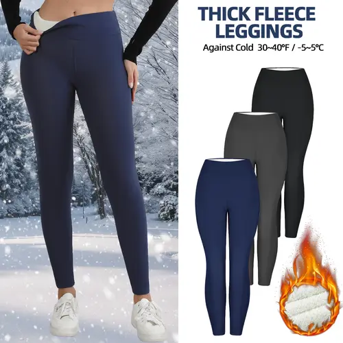 CHRLEISURE 3PCS Thermal Thick FLeece Lined Leggings for Cold Winter Warm, High Waist Women's Cozy Workout Wear Fleece Pants for Yoga Riding Casual Wear  Tights