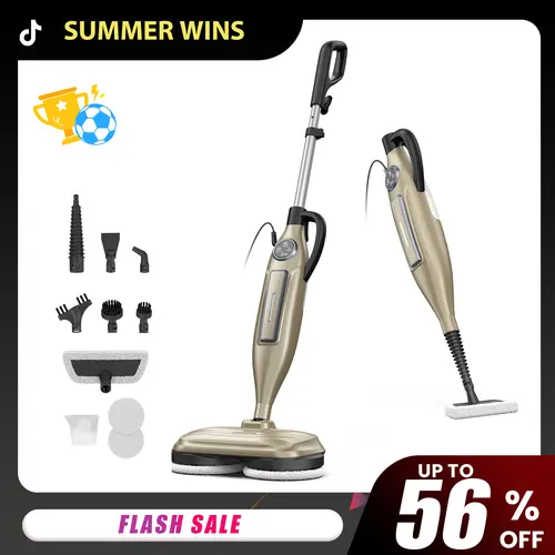 [WeeklyDeals]DEVOAC VM6 Rotating Steam Mop, Electric Cleaner for Sticky Grime & Grease. 10-in-1 with 3 Steam Settings for Floors, Walls, Tiles, Cabinets. Fast Heat-Up[SummerWins]