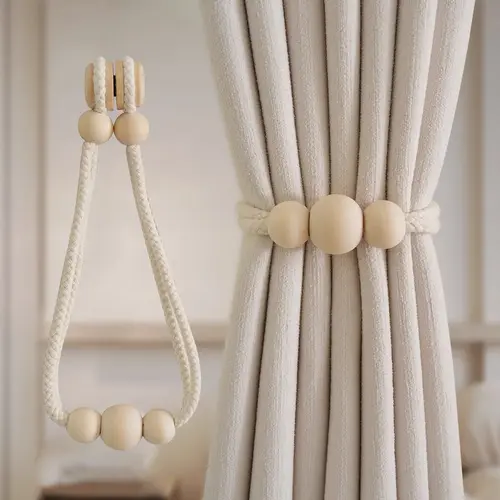 Inovaday 2pc Magnetic Curtain Tiebacks - Decorative Simple Window Decor Ropes & Straps for Securing Gauze Curtains