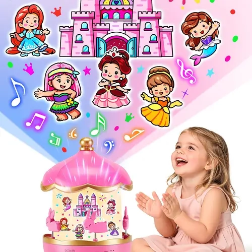 Onefire Toy vehicles, 19 Films+15 High Fidelity Music, Baby Night Light Projector, Remote Baby Projector Light forKids, Baby Girl Gift Baby Christmas Gifts for Girls Toys for Girls Toys age 4 6 7, Princess Toys