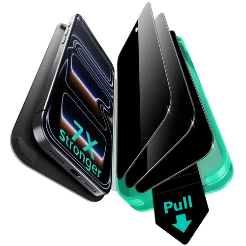 ESR Tempered Glass Privacy Screen Protector (3/2 Pack) for iPhone 18/17/16 Pro/16/15 All Models, 7x Military-Grade Protection, Ultrafit Tray, Bubble-Free, Shockproof Phone Screen Protectors Accessory