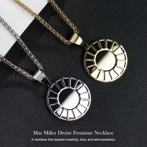 Holylegend Mac Miller Divine Feminine Necklace, Mirror Pendant Jewelry in Gold & Silver, Inspired Gift for Music & Fashion Lovers Cross Chain Design Mothers Day Gift,Father's Day Gift